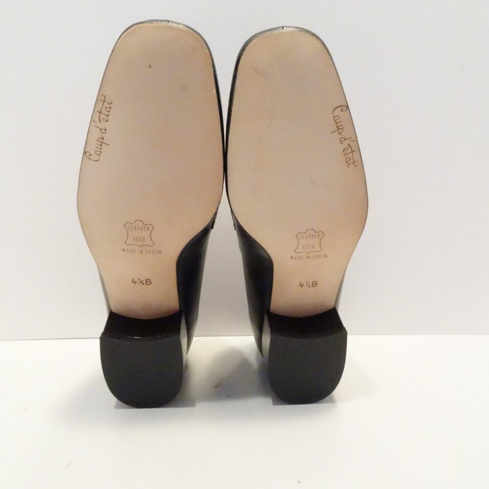 Vintage Coup D’Etat Black Block Heel Loafers Leopard Calf Hair Size 4.5 Square - Picture 4 of 5